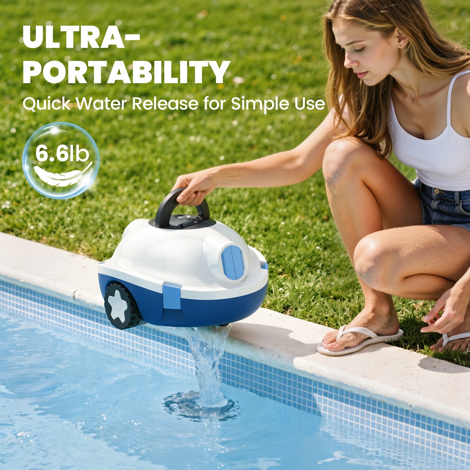 INSE Cordless Pool Vacuum Robot for Home Commercial Pools, Long Lasting Battery,