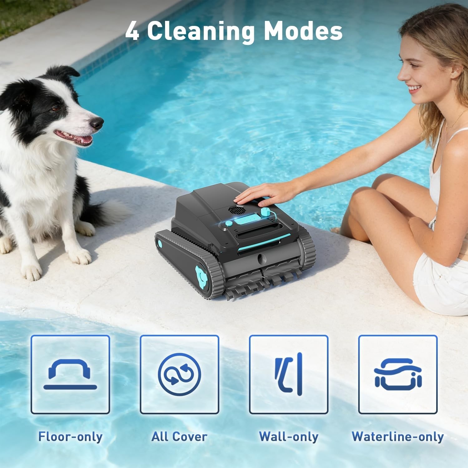 KKI H2 Cordless Robotic Pool Cleaner, Smart Vacuum, Self-Parking, FREE SHIP!