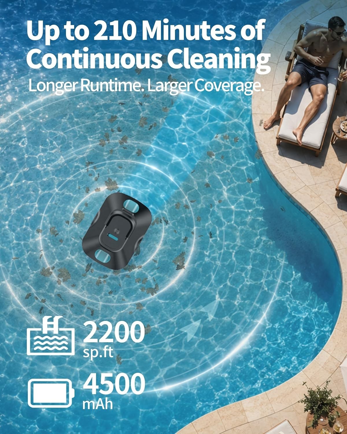Light Teal Robotic Pool Cleaner for Above & Inground Pools – 180μm Filtration