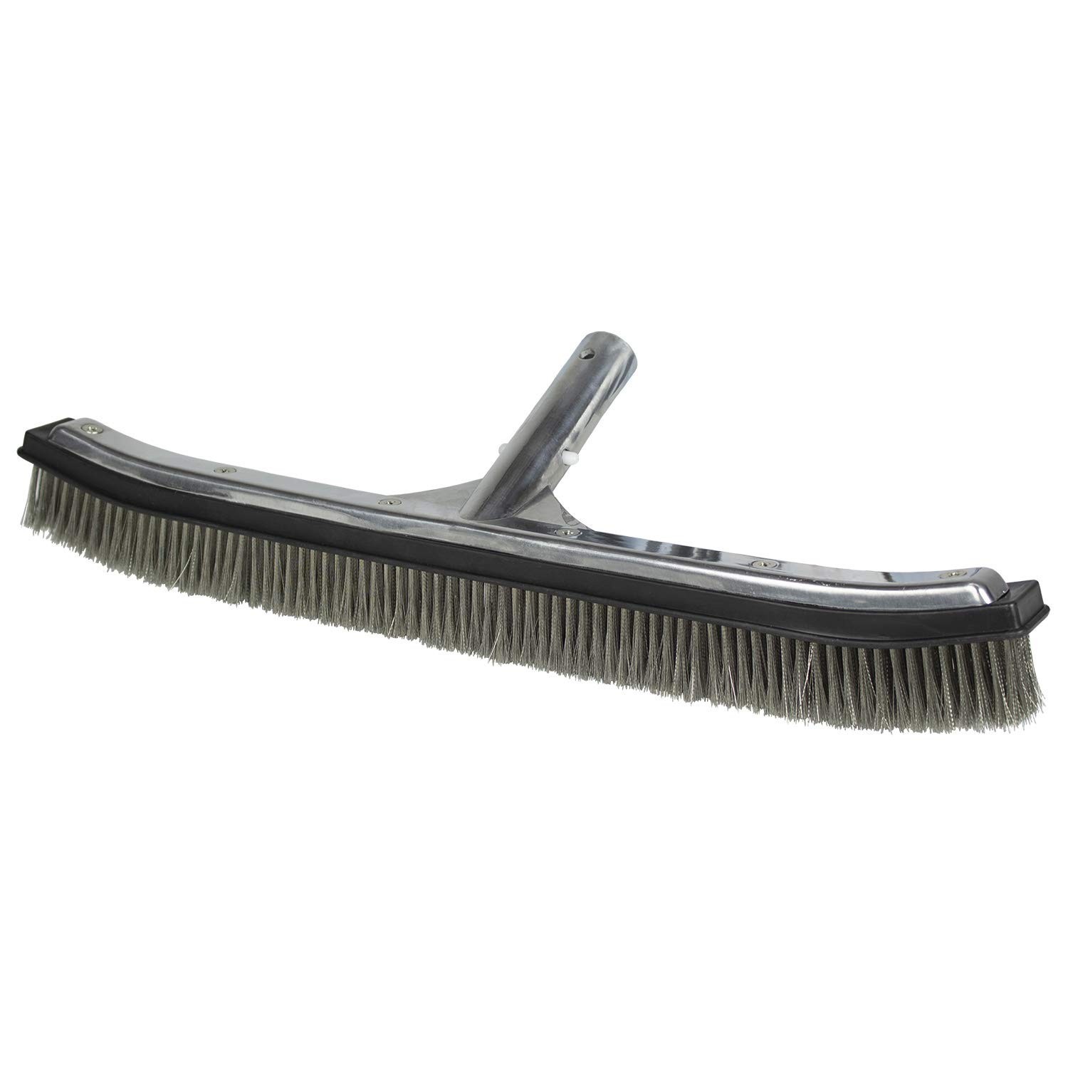 Heavy-Duty 18&Prime; Stainless Steel Pool Algae Brush – Aluminum Back for Gunite Pools