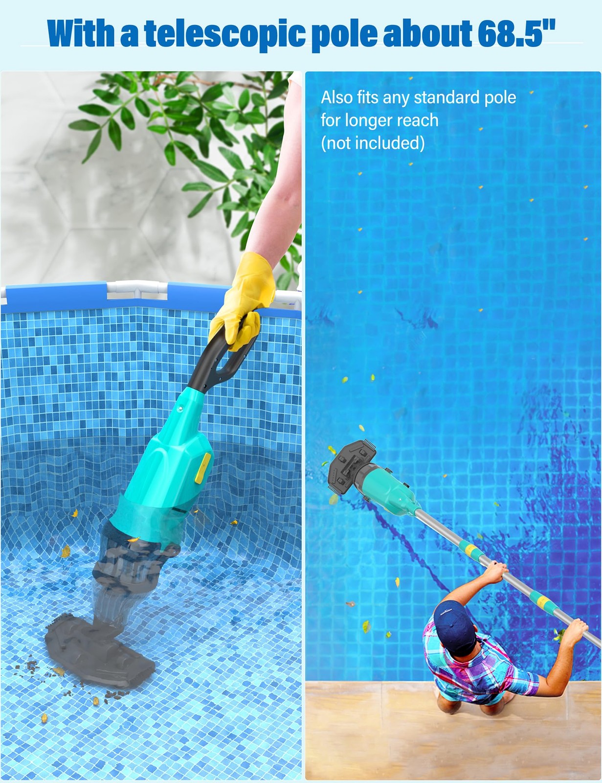 Oxseryn Pool Vacuum Cordless Handheld Cleaner Rechargeable 60 Mins Runtime