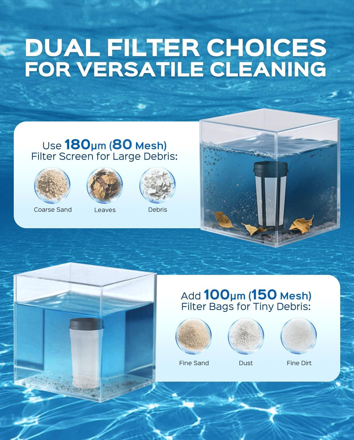Cordless Handheld Pool Vacuum Cleaner with Telescopic Pole, 26.5 GPM Powerful Su