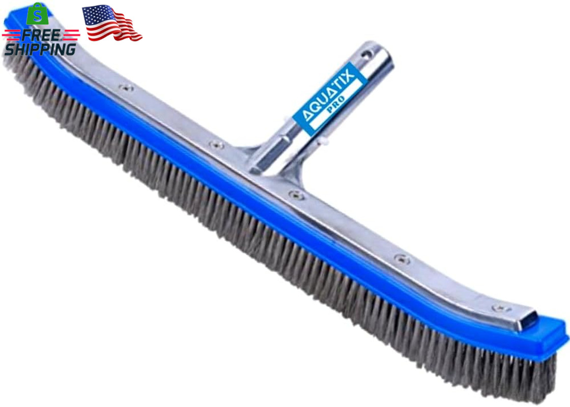 Aquatix Pro Pool Brush Head, 18&Prime; Heavy Duty for Cleaning Walls & Floors, Stainle