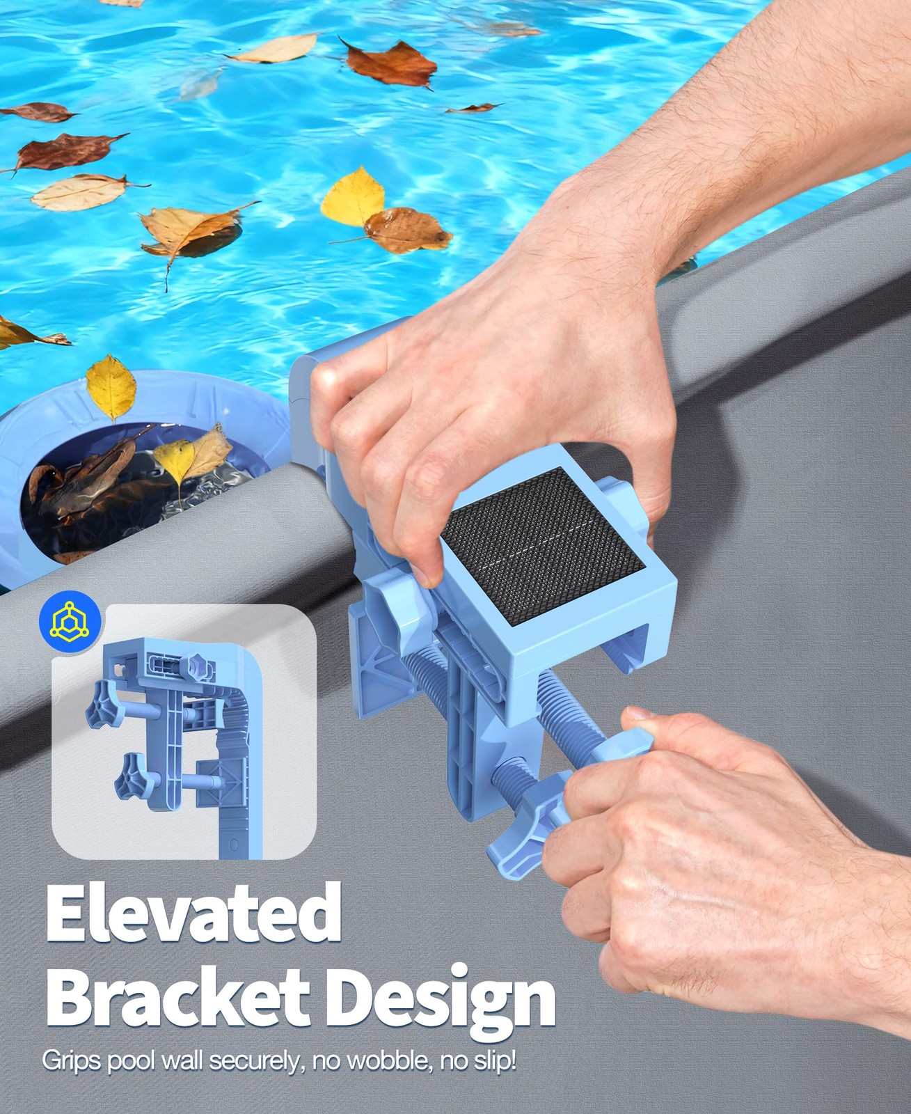 Above Ground Pool Skimmer with Solar Digital Thermometer and Adjustable Bracket