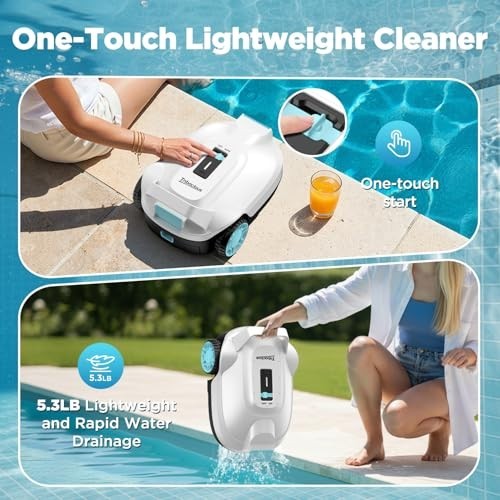 Robotic Pool Cleaner, Cordless Automatic Pool Vacuum for Above Ground & Inground