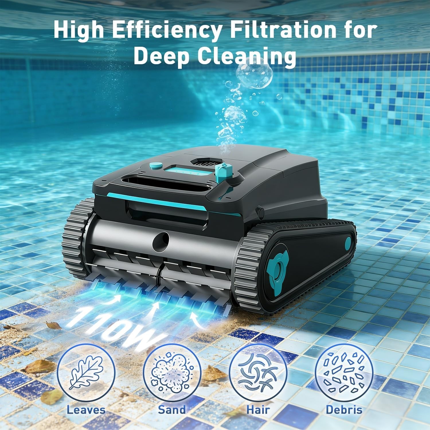 KKI H2 Cordless Robotic Pool Cleaner, Smart Vacuum, Self-Parking, FREE SHIP!