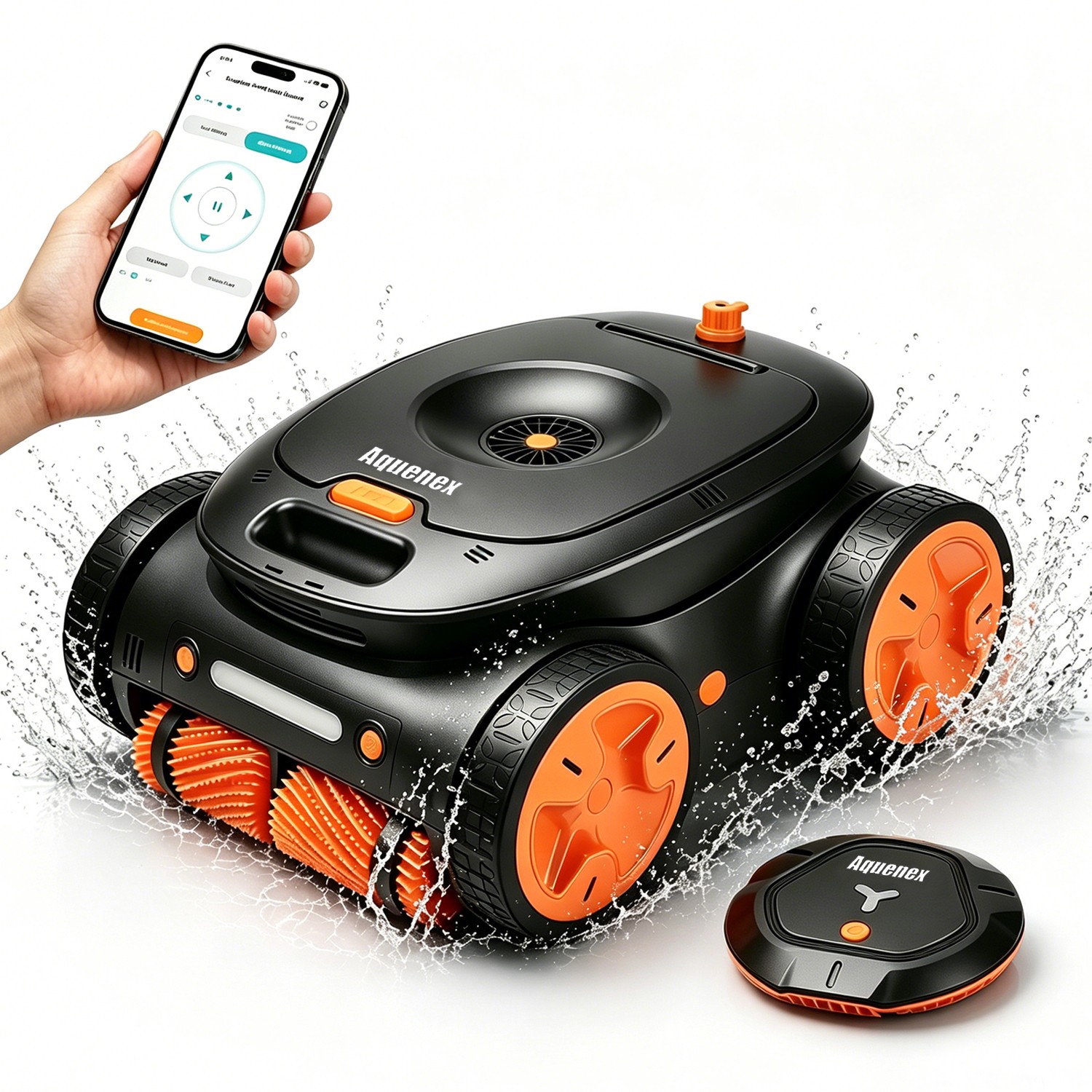 5460GPH Robotic Pool Cleaner, with Signal Buoy,Underwater App&Remote, Dual Brush