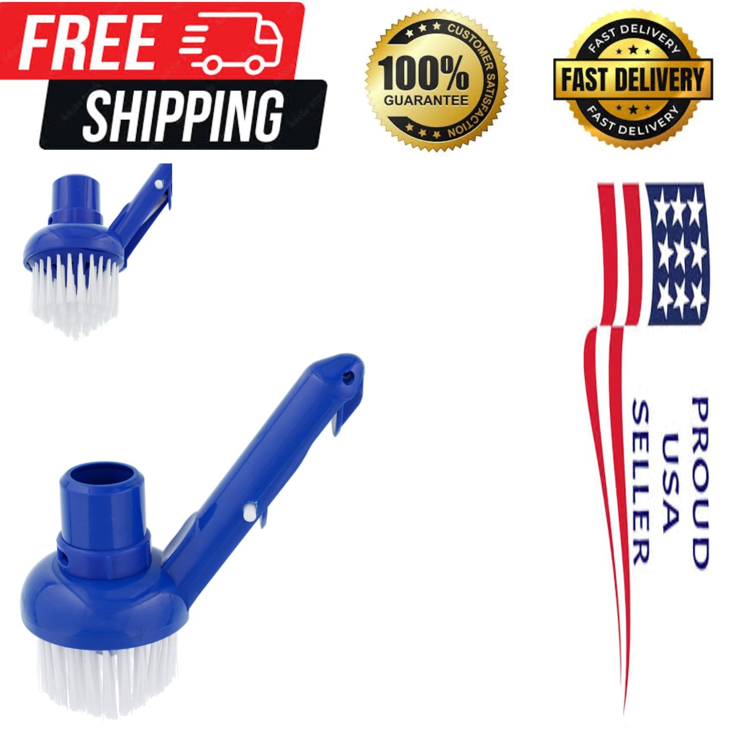 Professional Pool Corner Brush with Adjustable Vac Ring – Cleans Steps & Jets
