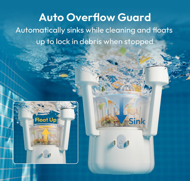 BUBLUE F10 Robotic Pool Skimmer Surface Cleaner App Control AI Navigation White
