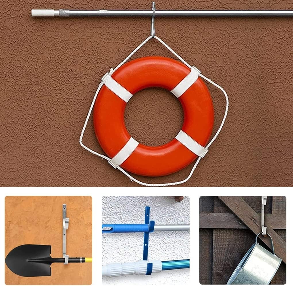 Blue Aluminum Hook Set for Securing Pool Poles & Garden Tools – 4 Hooks