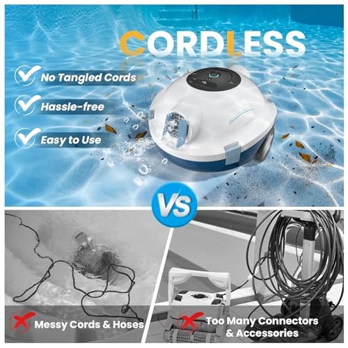 Cordless Robotic Pool Cleaner, Automatic Pool Vacuum – 120 Mins Runtime, Ivory