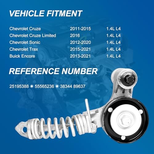 Drive Belt Tensioner Assembly Replacement Fits Chevy Cruze 2011-2016, 25195388