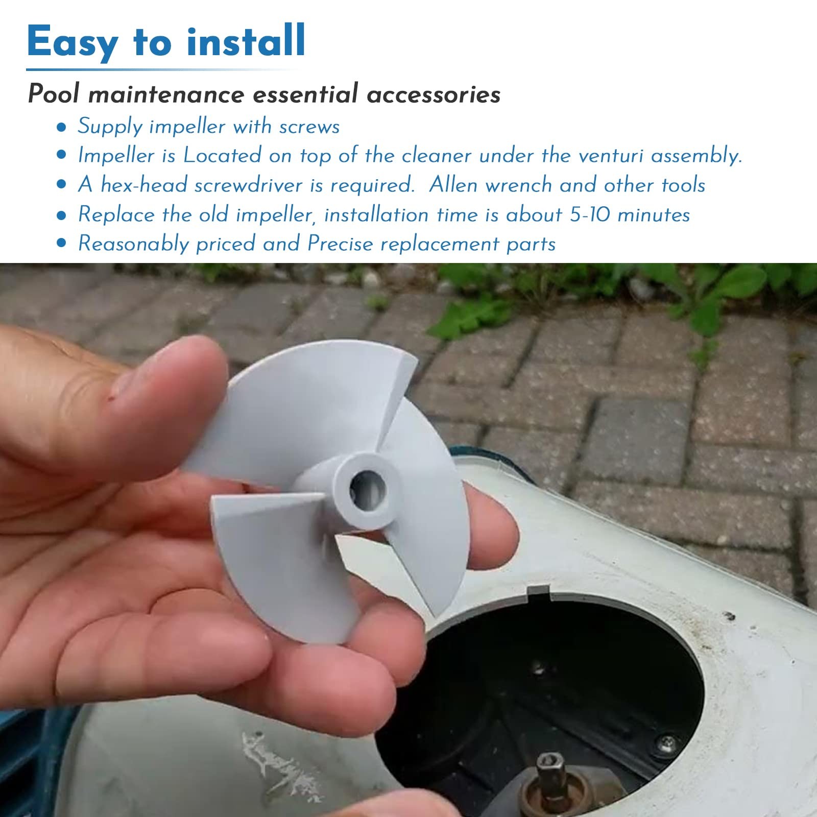 The Pool Cleaner Replacement Parts Impeller RCX11000 with Screw, for Gray