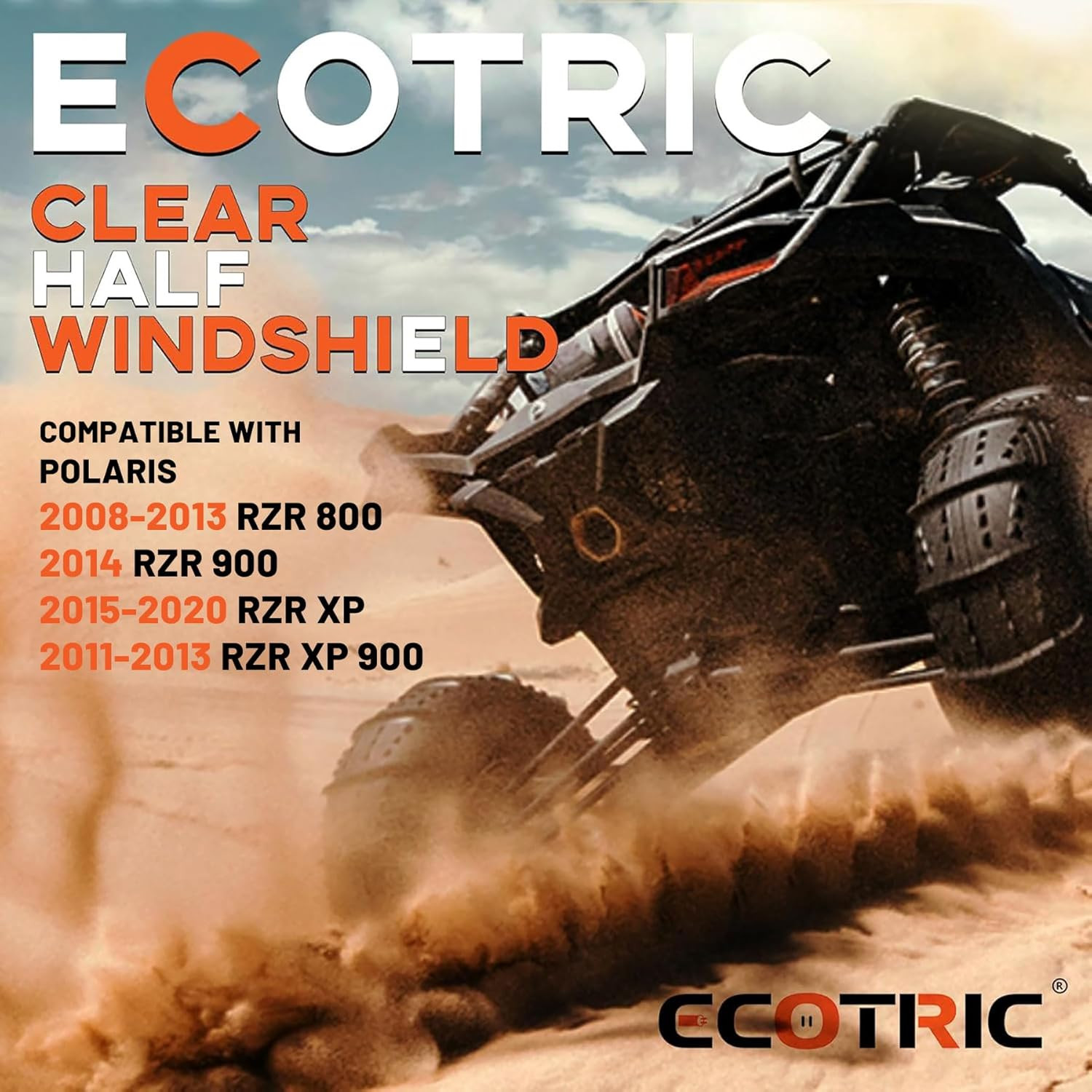 Clear Polycarbonate Half Windshield for Polaris RZR 800/900/XP Models