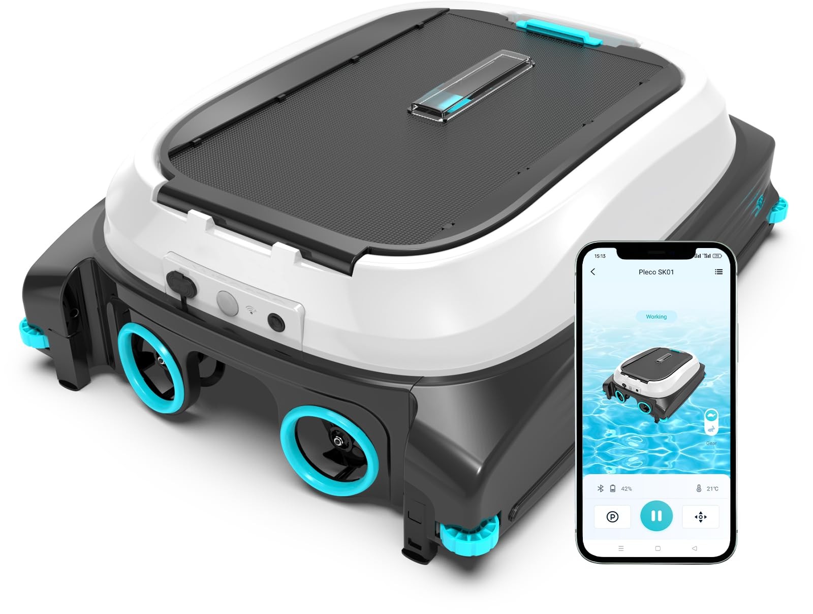 Pleco SK01 Solar Powered Pool Skimmer Robot with APP, Auto Surface Cleaning, …