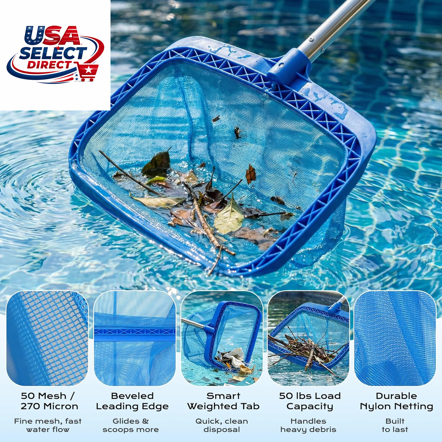 Pool Cleaning Kit with Telescopic Pole & Dual Skimmers – Premium Accessories
