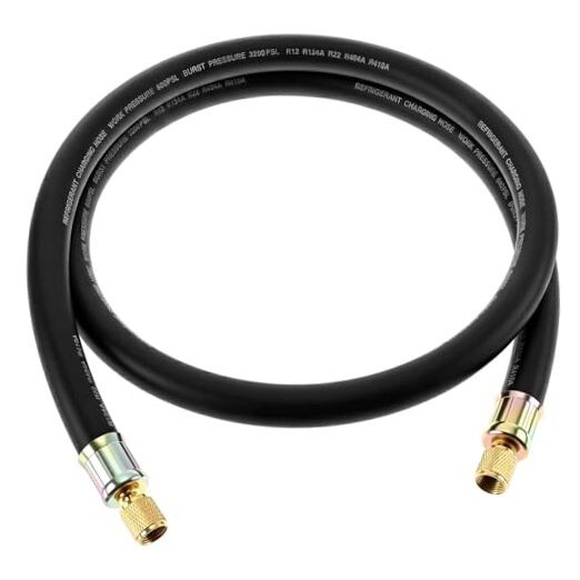 HVAC Refrigerant Charging Vacuum Hose, 6 ft, 800 Psi 3/8&Prime; to 3/8&Prime; Fittings