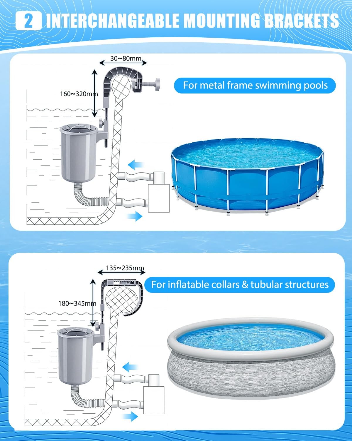 1000 GPH Pool Pumps and Skimmer for Above Ground, Floating Pools Surface Skim…