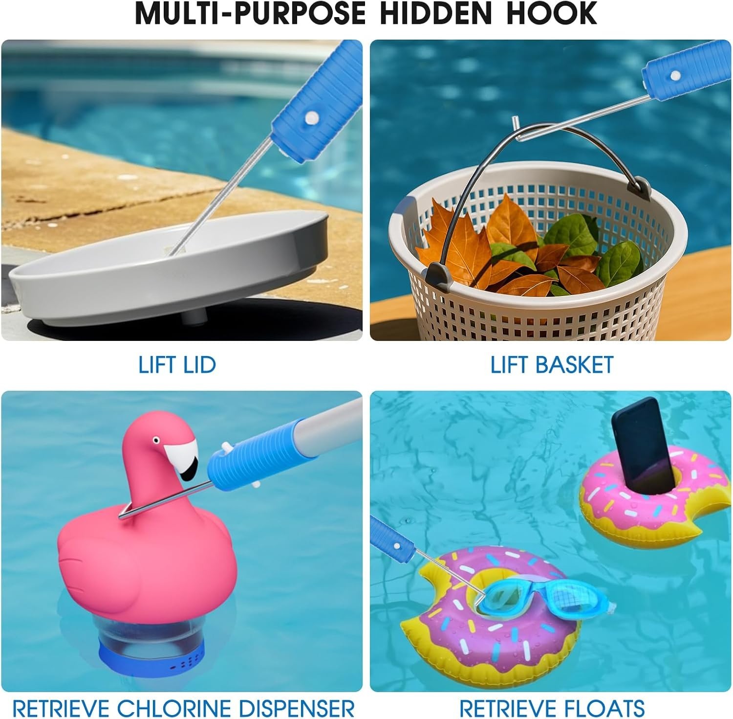 2 in 1 Multifunctional Pool Brush with 10 FT Poles – 17.5 » Heavy Duty Swimmi…