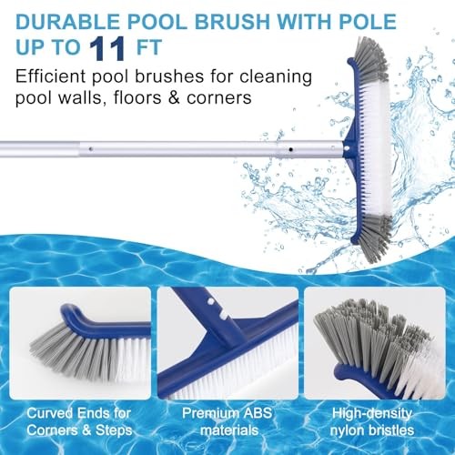 Pool Cleaning Kit, Including Pool Brush & Ultra Fine Mesh Pool Skimmer Net