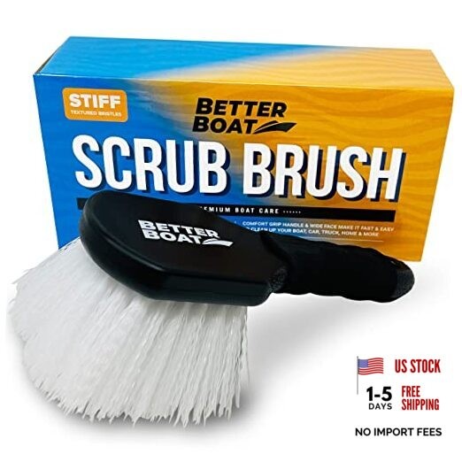 Stiff Hand Scrub Brush Heavy Duty Tire and Wheel Cleaning Tool, Short Handle