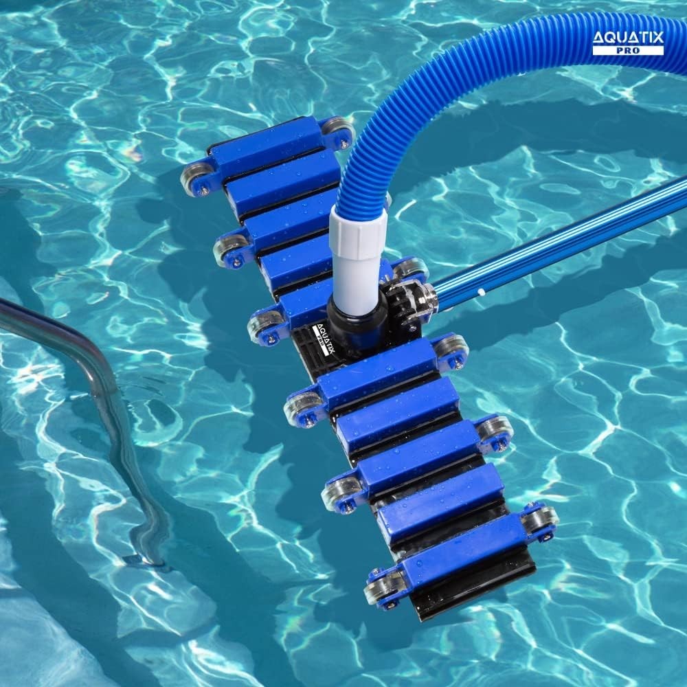 Pool Vacuum Head, 22&Prime; Extra Large Commercial Grade, 10 Weighted Plates, 2 X Hose