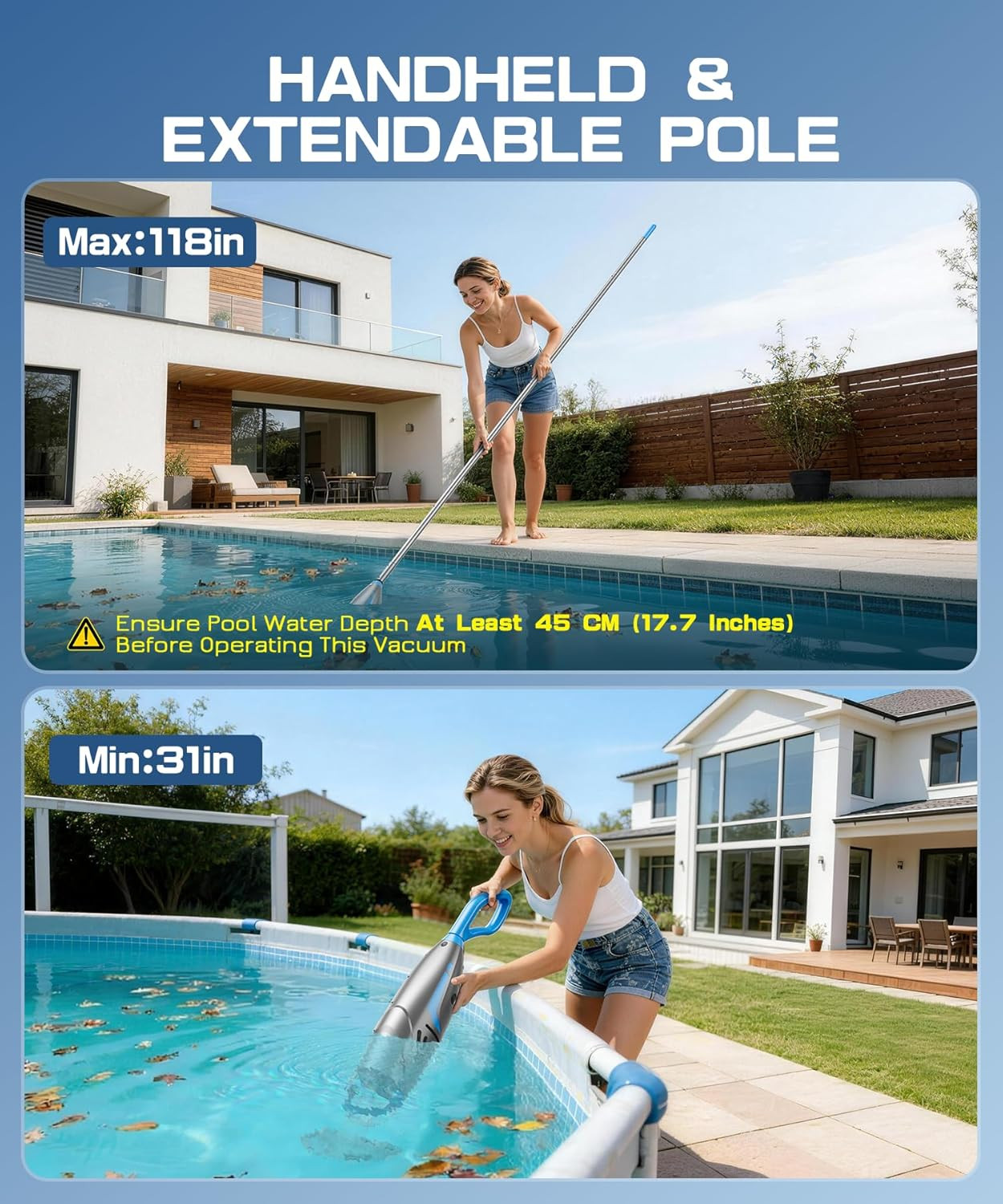 Pool Vacuum for above Ground Pool & Inground Pools, (2026 Upgraded) 26.5 GPM Hig