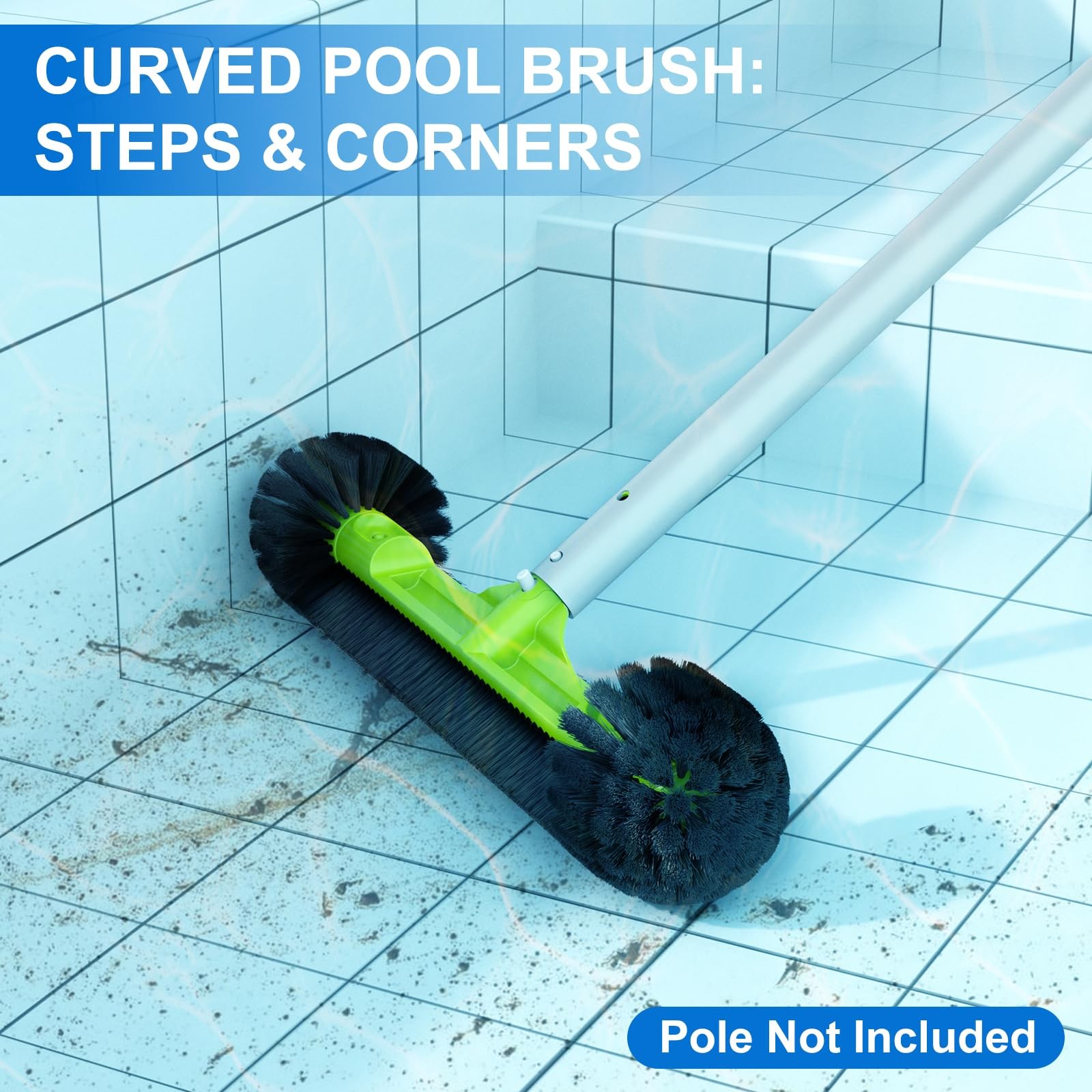 20&Prime; Pool Brush Head for Inground/Above Ground Cleaning Walls and Floors