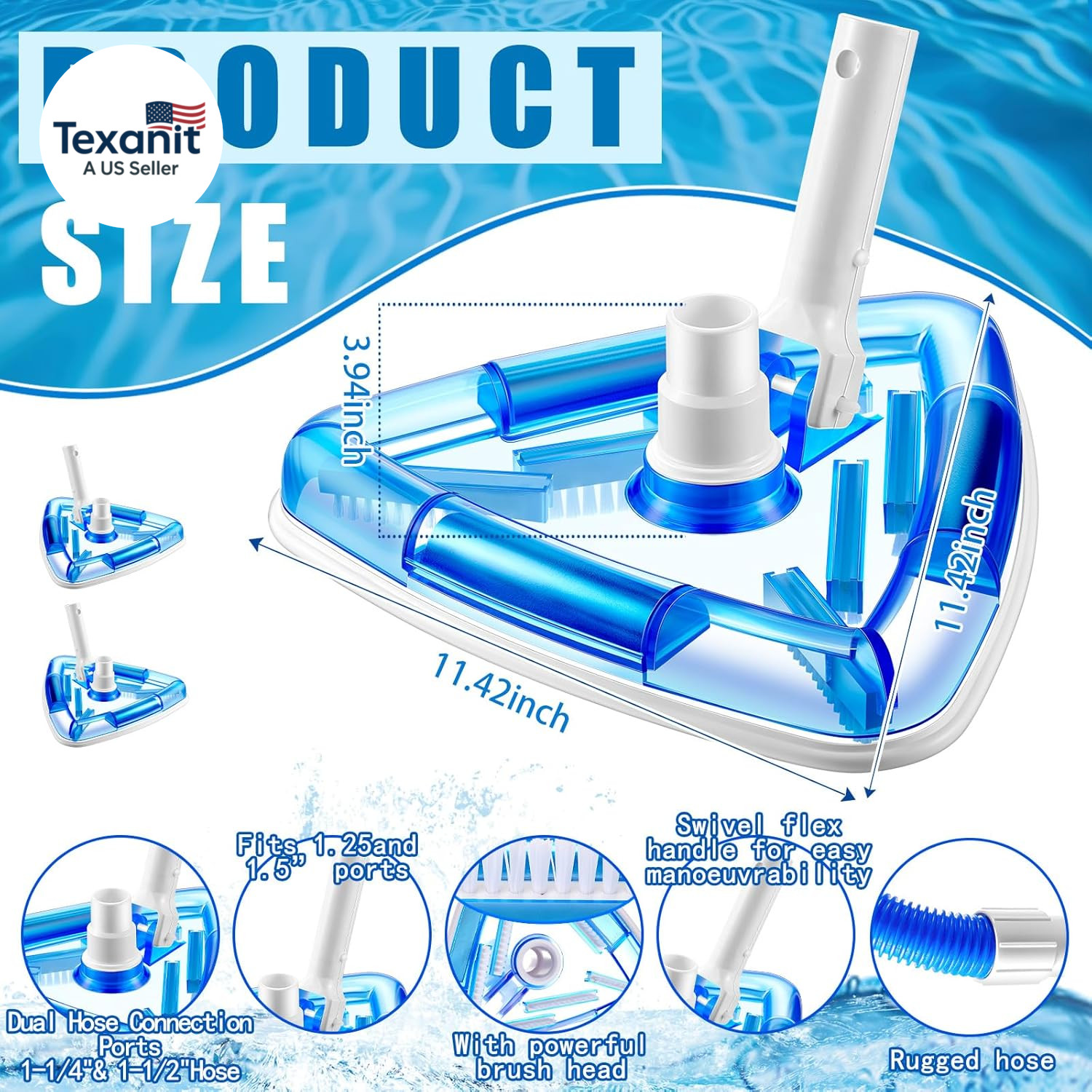 2 Pcs Swimming Pool Cleaning Kit 1-1/4 Inch X 18 Ft Pool Vacuum Hose with Swivel