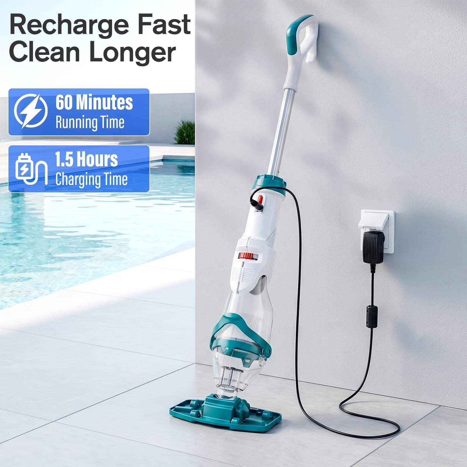 2026 Upgraded Cordless Pool Vacuum for Above Ground Pools, Dual Modes BLUE