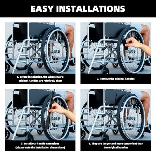 2 Pair Wheelchair Brake Extenders 6.5 Inches and 8.3 Inches Handle Extenders