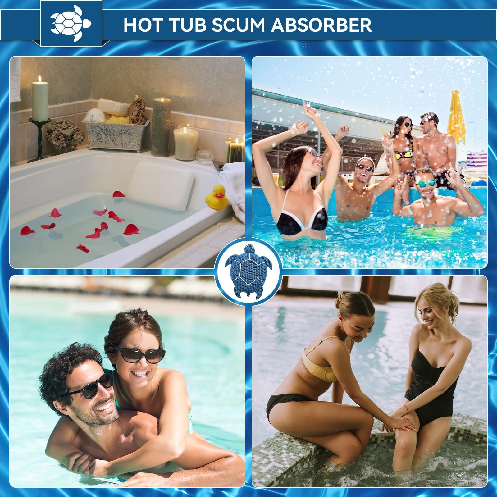 12 Inches Hot Tub Scum Absorber,Hot Tub Sponge for Scum Reusable Spa & Pool C…