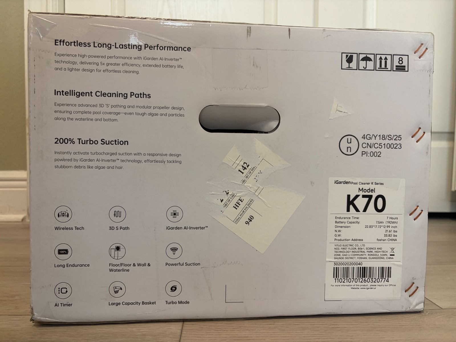 iGarden Pool Cleaner K Series Model K70 Cordless Robotic Pool 7 Hours of Battery
