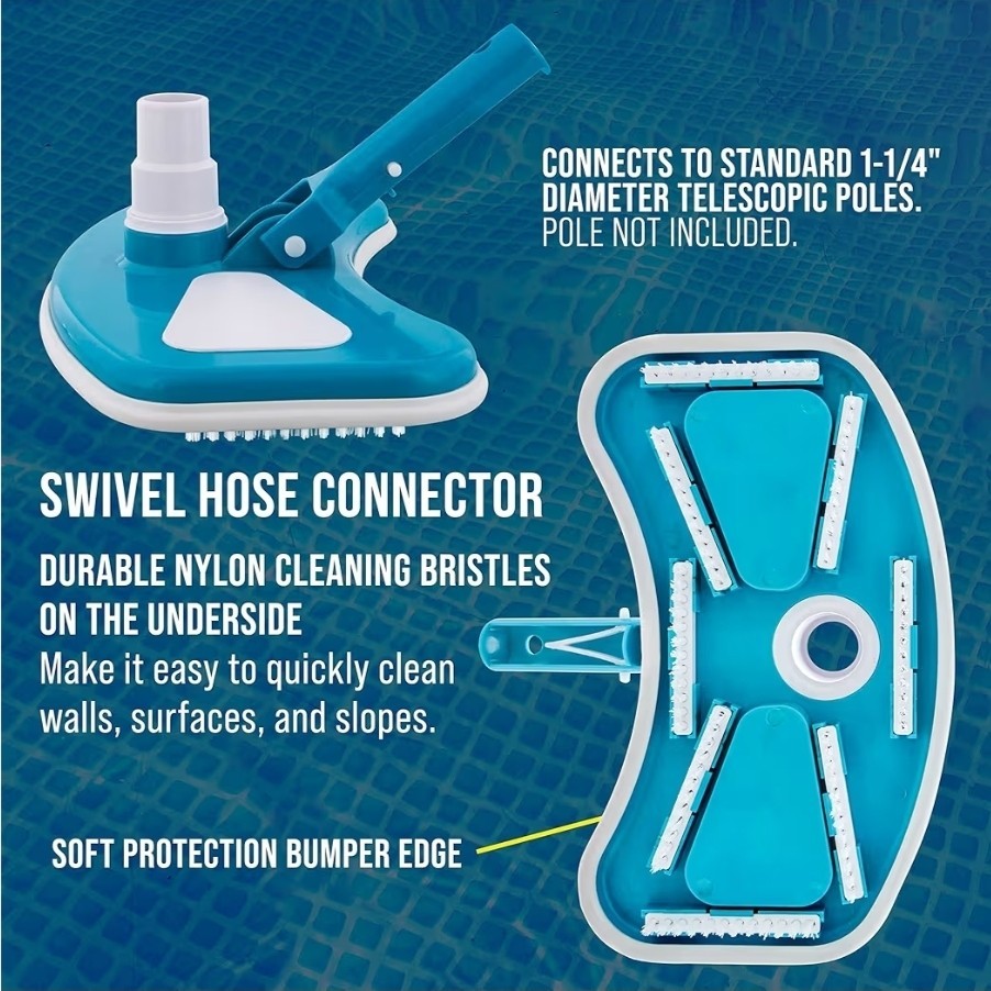 12&Prime; Deluxe Weighted Butterfly Pool Vacuum Head, Swivel Hose Connection, Pole…
