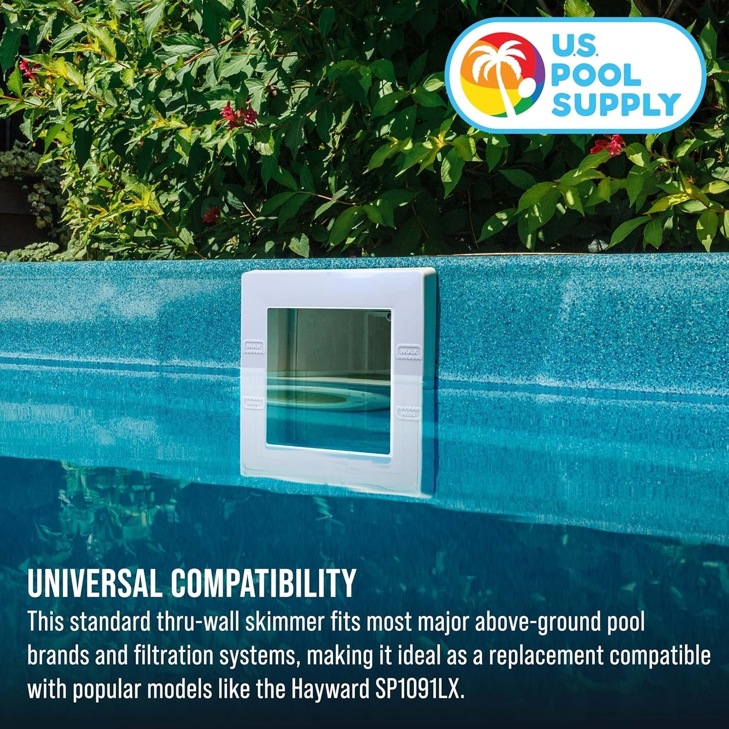 Universal Pool Skimmer Replaces SP1091LX – ABS, Vacuum Plate