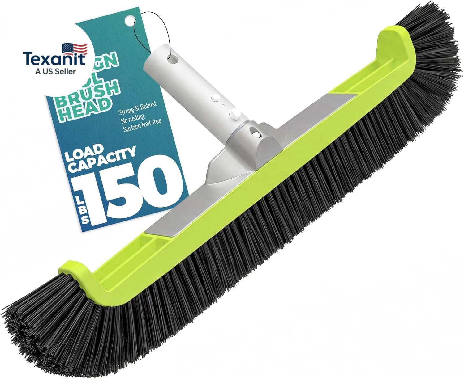 18&Prime; Pool Brush Head for Cleaning Swimming Pool Walls, Curved Ends High-Efficienc