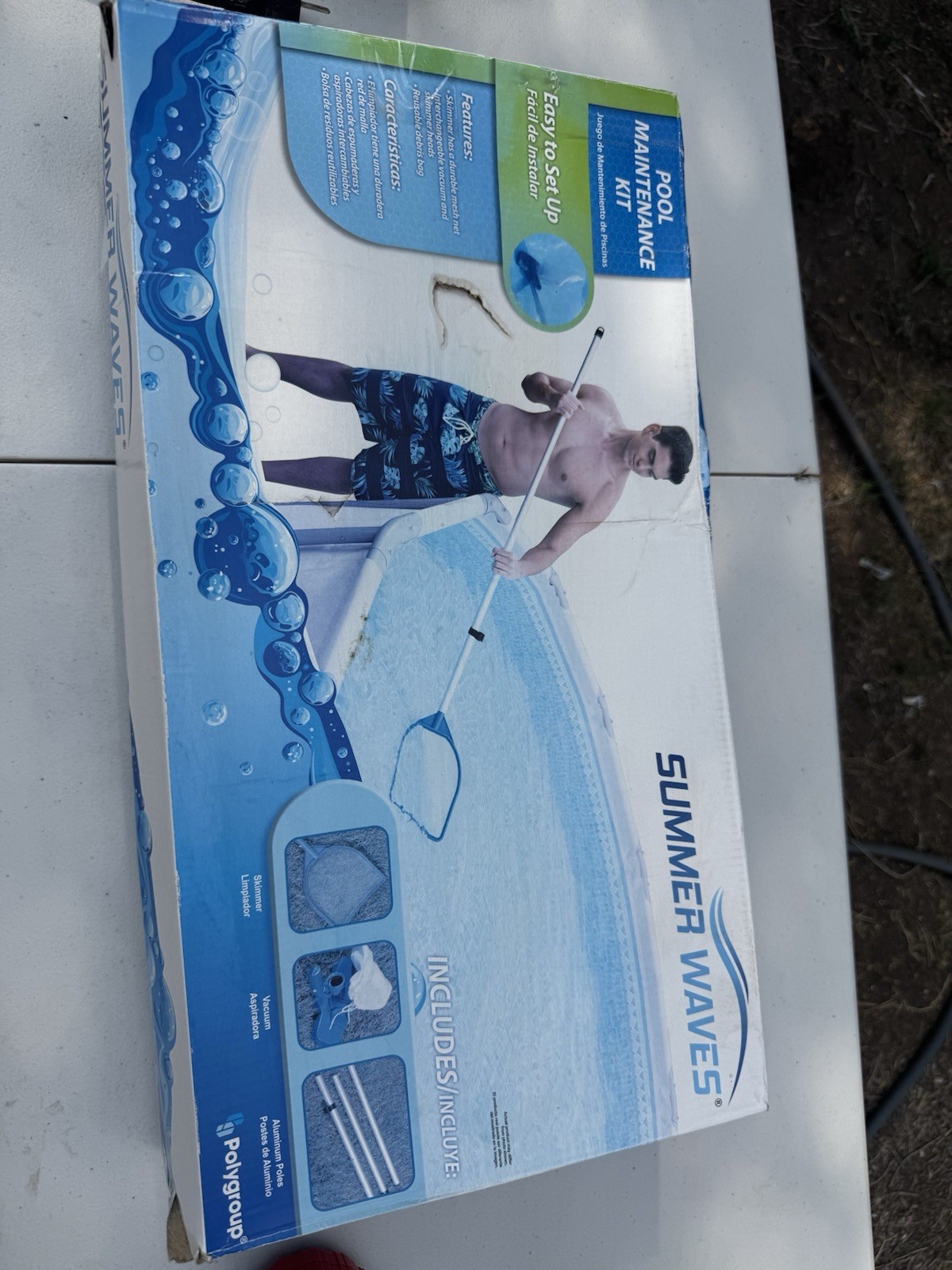 Summer Waves Pool Cleaning Kit Vacuum ,Skimmer, Telescope Pole! Open Box