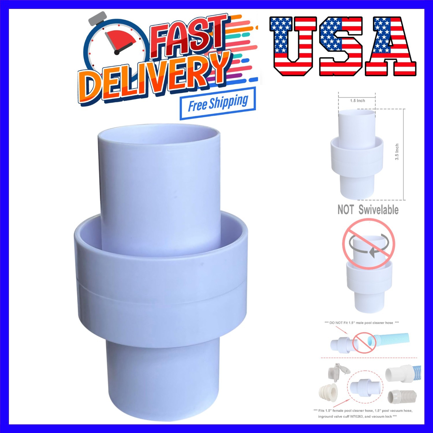 1.5&Prime; Pool Cleaner Hose and Vacuum Hose Connector Adapter Replacement For Hayw…