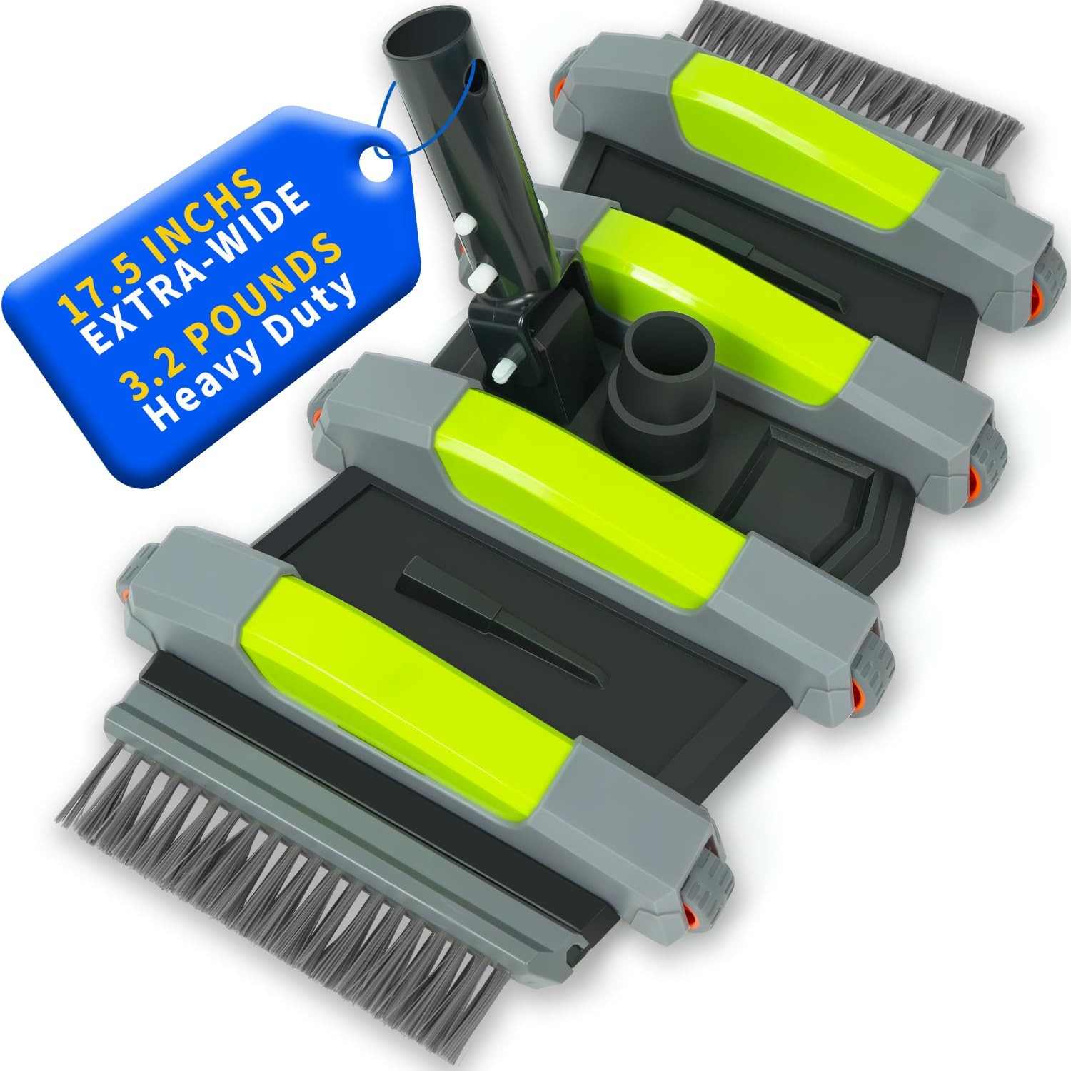 ROMIVO Heavy Duty Pool Vacuum Head 17.5&Prime; Head, Gray and Green