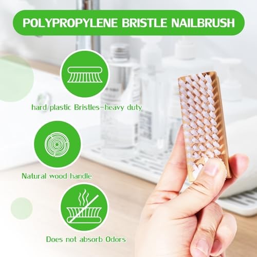2-Pack Wooden Hand & Nail Brushes – Dual-Sided Fingernail Scrub Brush