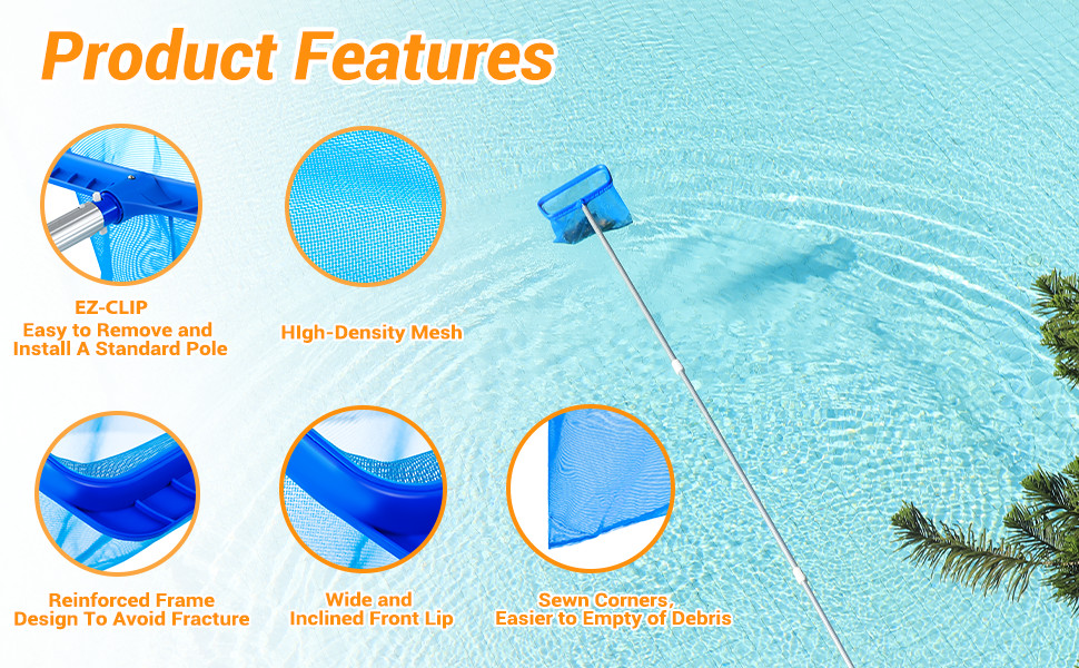 Pool Skimmer – Pool Skimmer Net without Pole, Swimming Pool Leaf Skimmer Net