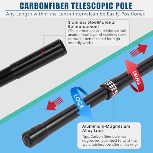 Telescopic 15FT Carbon Fiber Pool Cleaning Pole – Lightweight, Adjustable, Easy