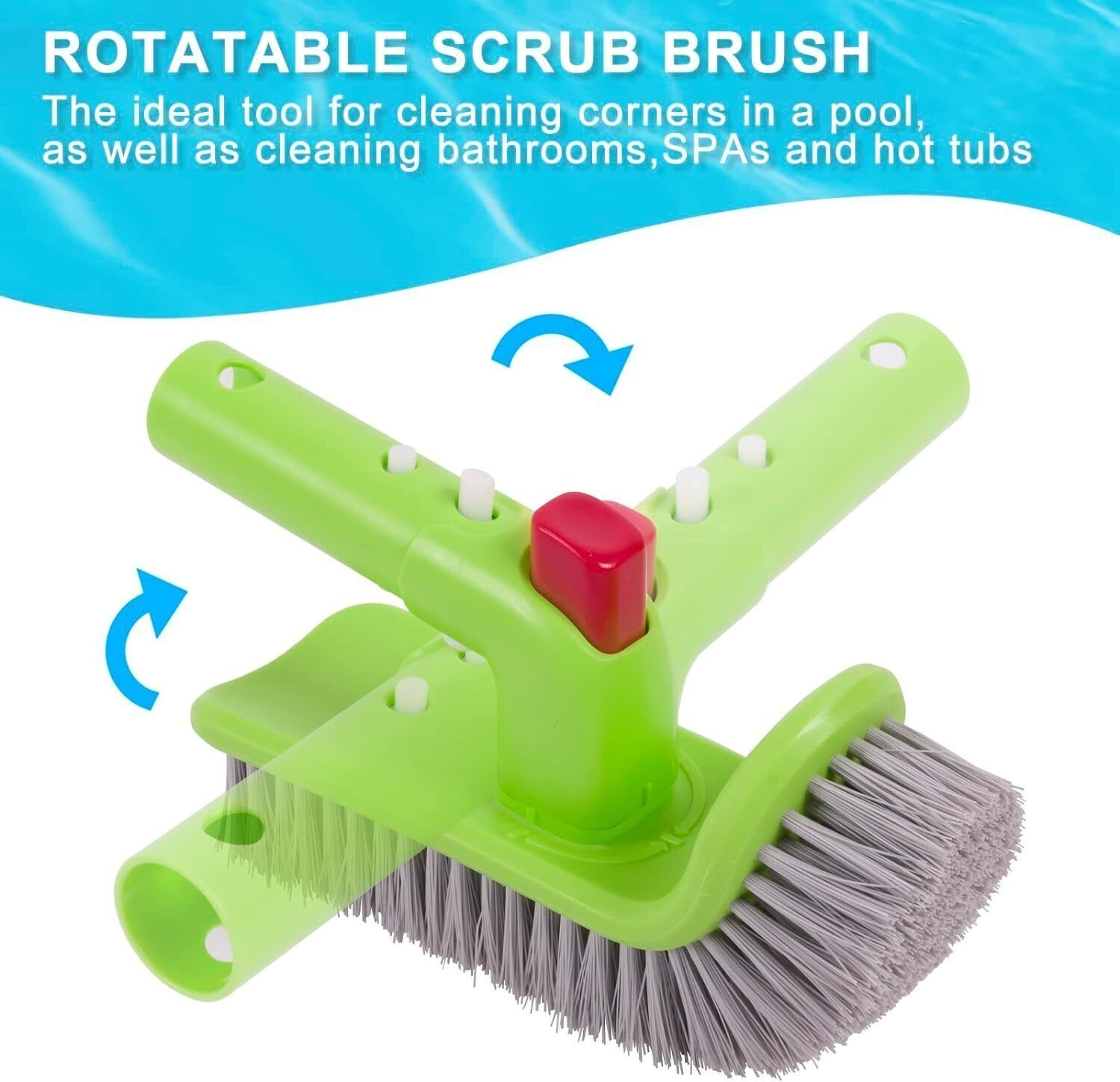 Swimming Pool Cleaning Kit w/Pool Skimmer Net &Pool Brush Head &Hand Scrub Brush