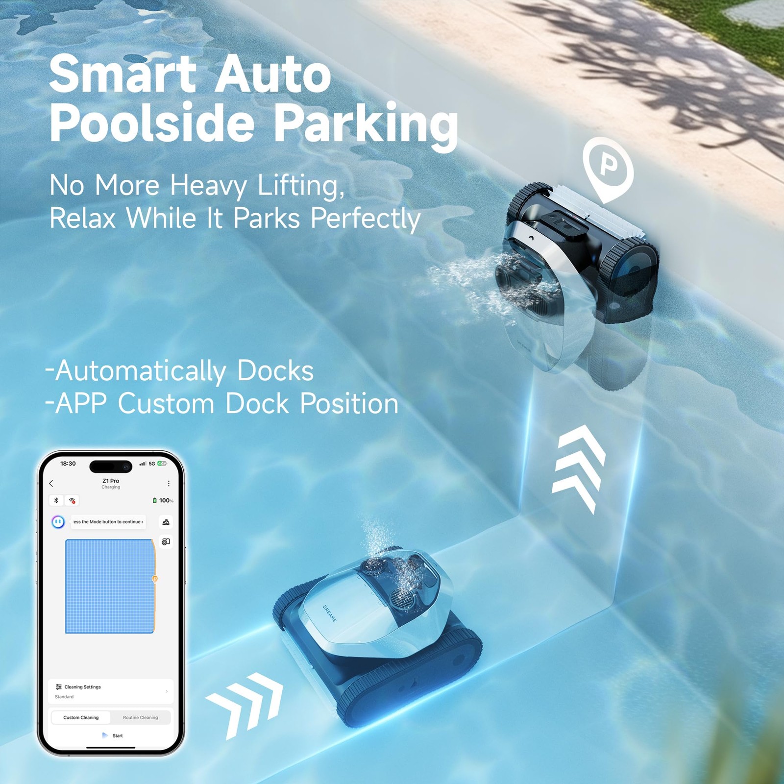 DREAME Z1 PRO Robotic Pool Cleaner, 8000 GPH Strong Suction, 180-300 Gray
