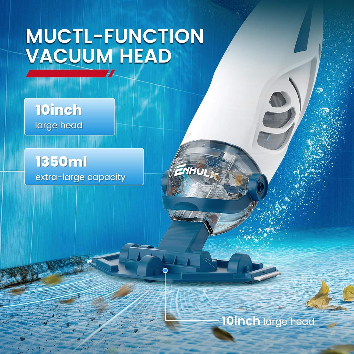 Cordless Pool Vacuum with 6&prime; Extension Pole, Upgraded 26.5 GPM Beast-Level Sucti