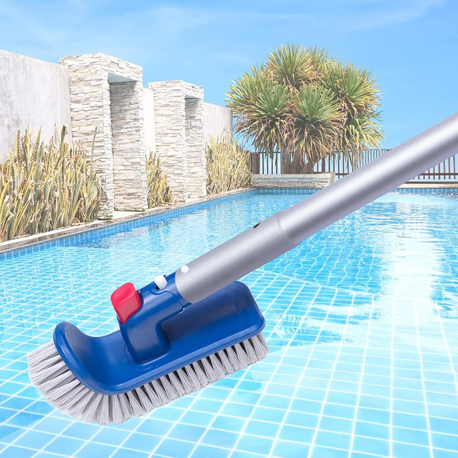 Pool Brush Head for Cleaning Walls,Steps & Corners,Rotatable Hand Scrub Brushes,