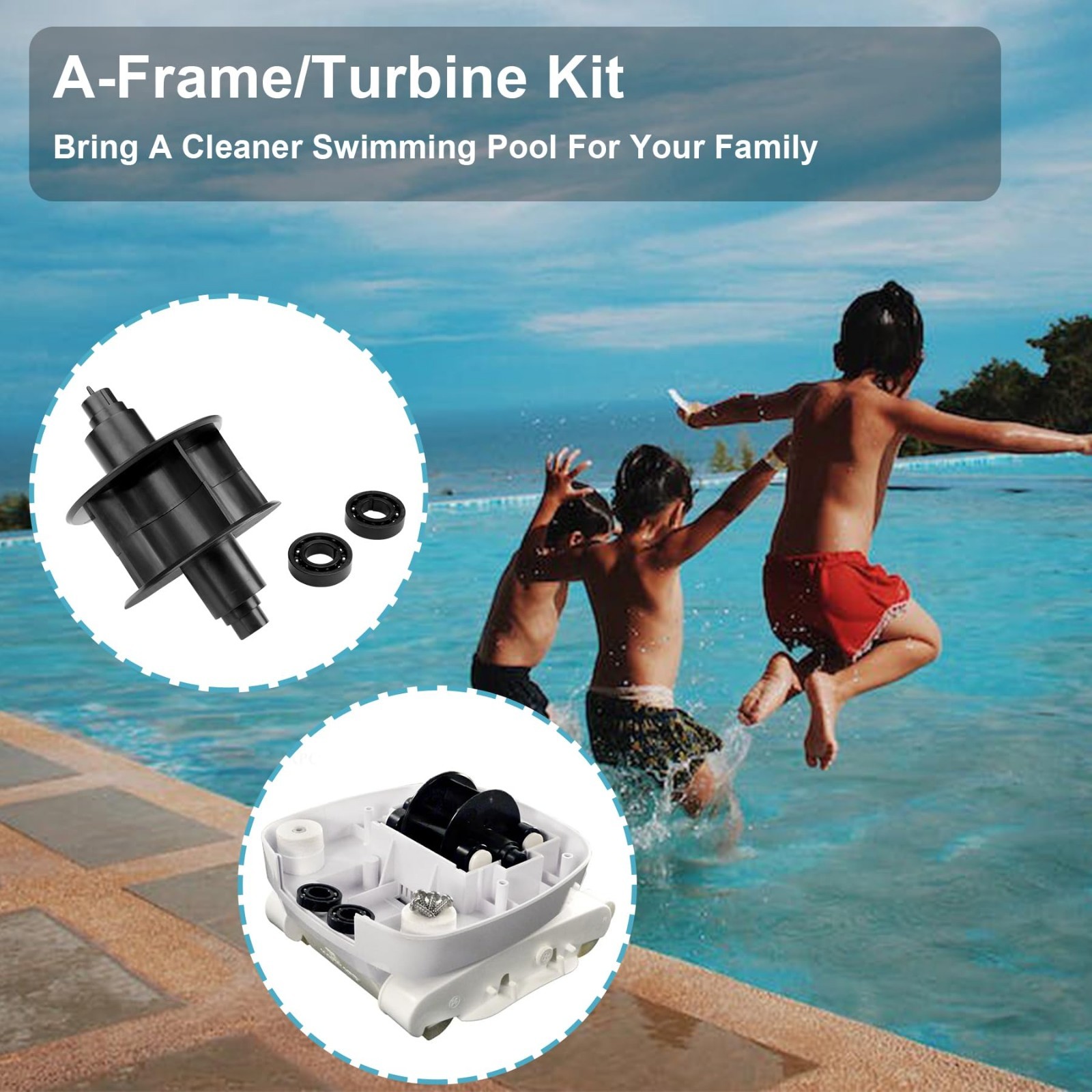 Universal Pool Vacuum A-Frame Turbine Kit, Compatible with Hayward Aquabug & Mor