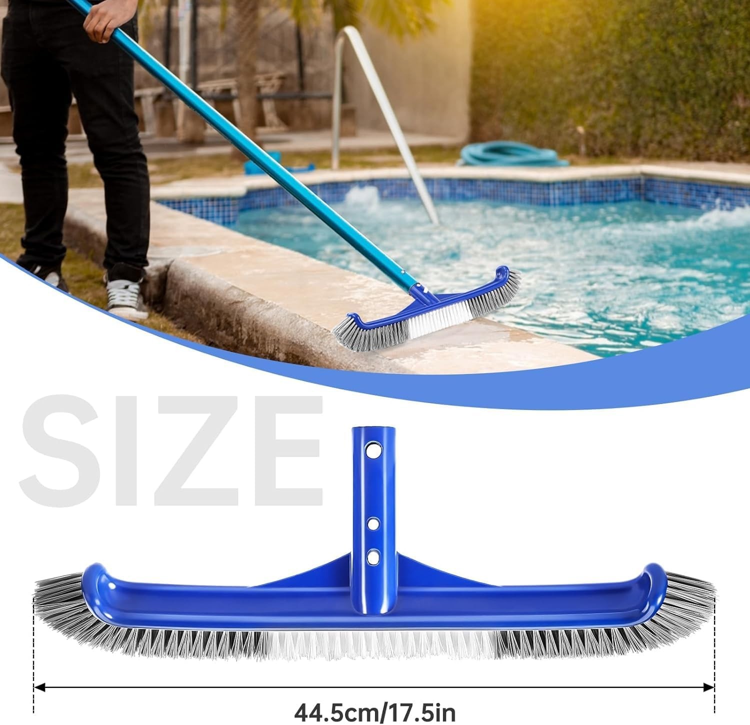 Pool Brush Head 17 In Curved Scrub Brushes for Cleaning Pool Walls EZ Clip