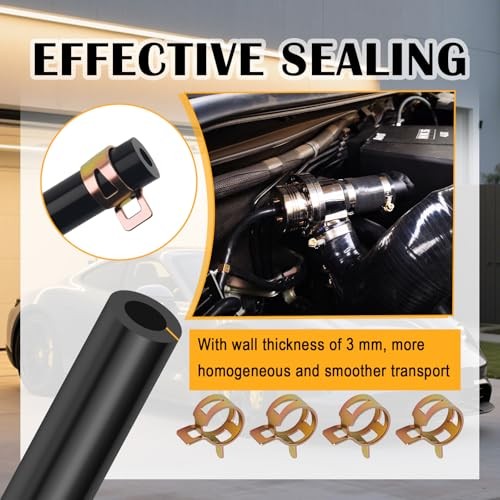 6PCS 5Ft Silicone Vacuum Hose Automotive,Vacuum Lines Automotive Kit Black