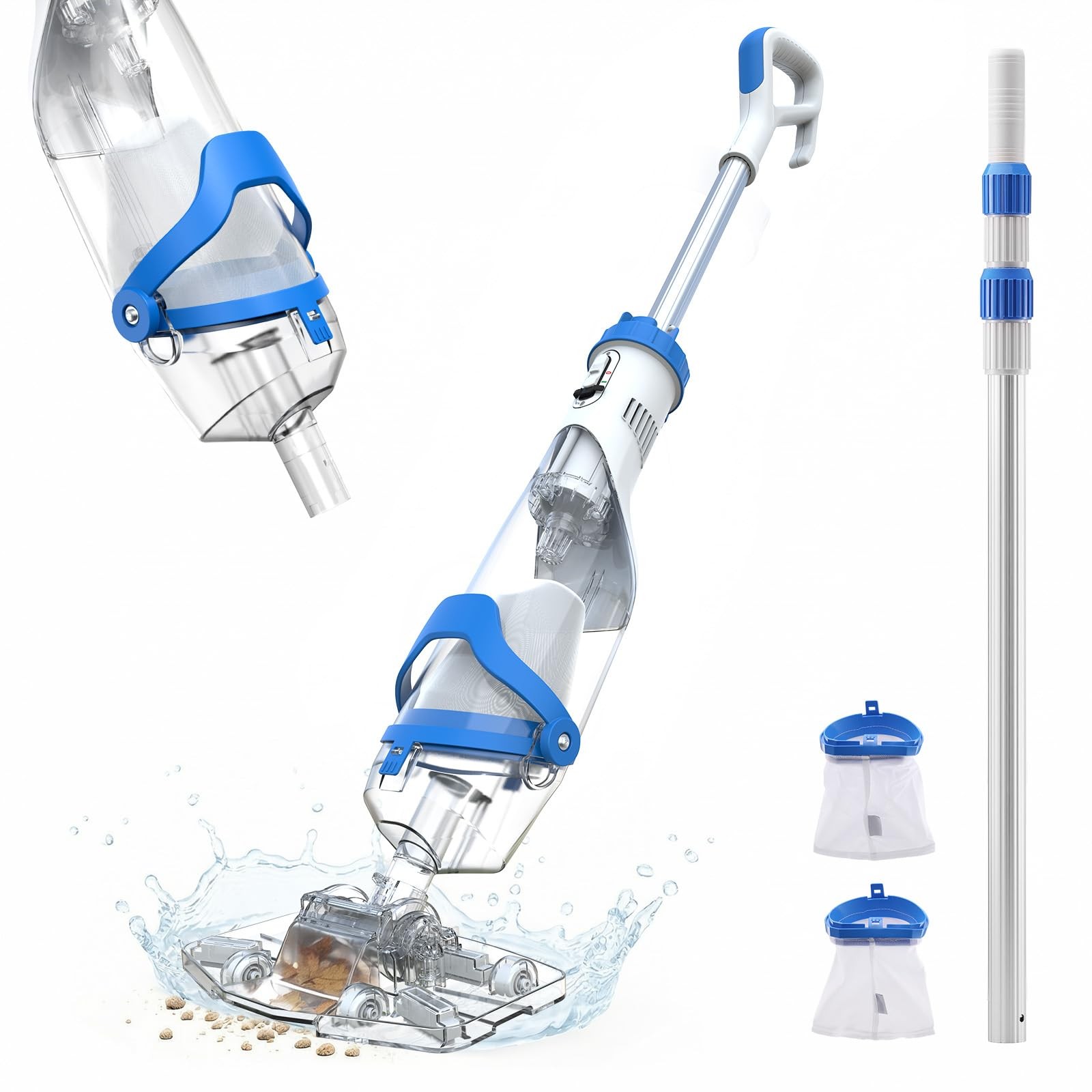 Pool Vacuum for Above Ground & Inground Pools, Cordless Handheld Rechargeable…